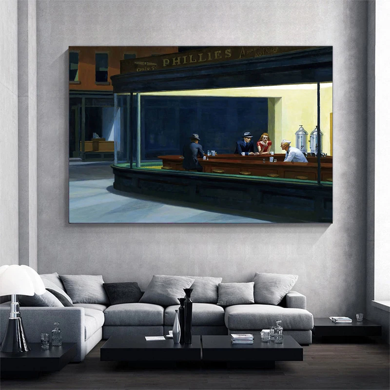 Edward Hopper Realism Wall Art Poster Nighthawks Canvas Paintings Prints Canvas Picture for Living Room Cuadros Home Decoration