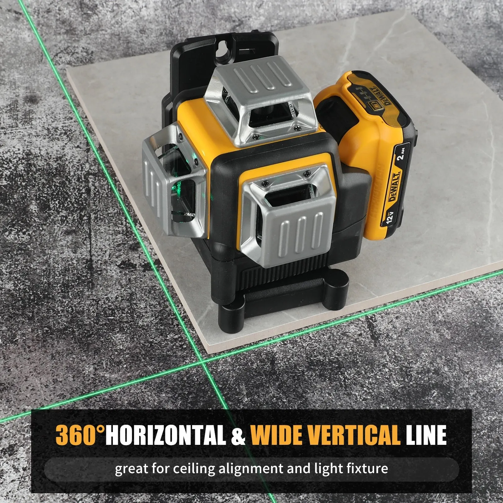 2025 Dewalt DW089LG 3 Sides*360 12 Lines Laser Level Horizontal Green Light Tool Meter Outdoor Degree Vertical 12V Battery