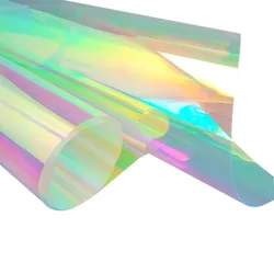 A4 Multicolor Iridescent Holographic Clear Transparent PVC Fabric Leatherette Laser Rainbow Film Vinyl Craft Bag Earring DIY Bow