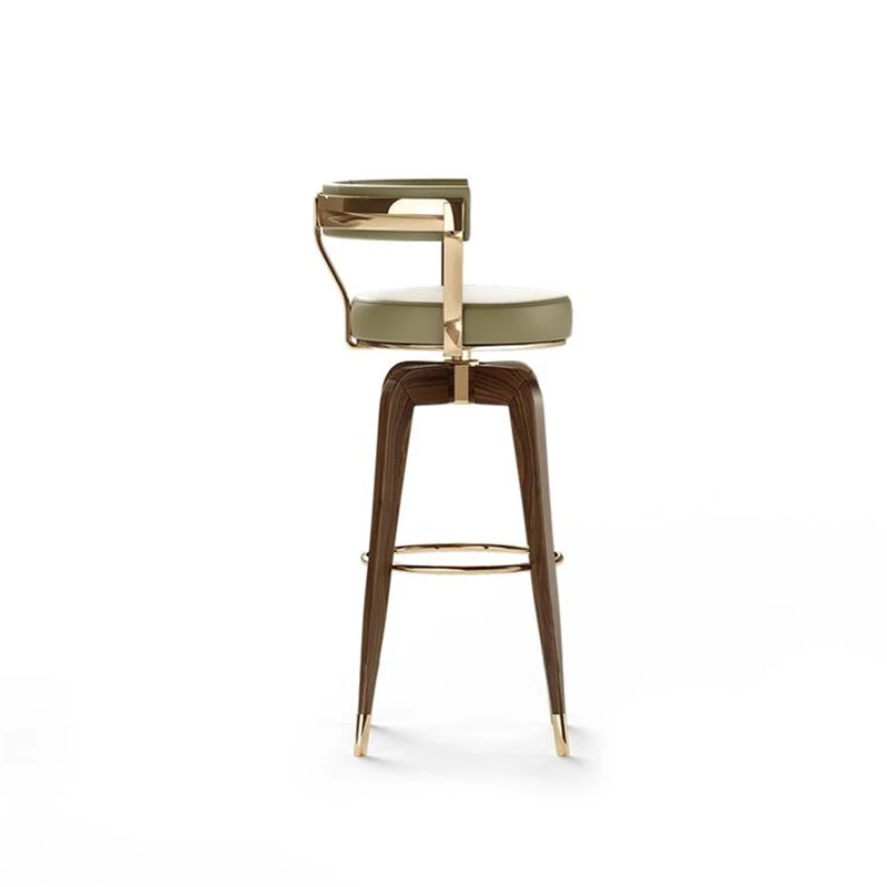 Repose-pieds haut en bois massif pour comptoir de bar, chaise de comptoir rotative en acier inoxydable pour la maison, tabouret de café pour bars, meubles personnalisés