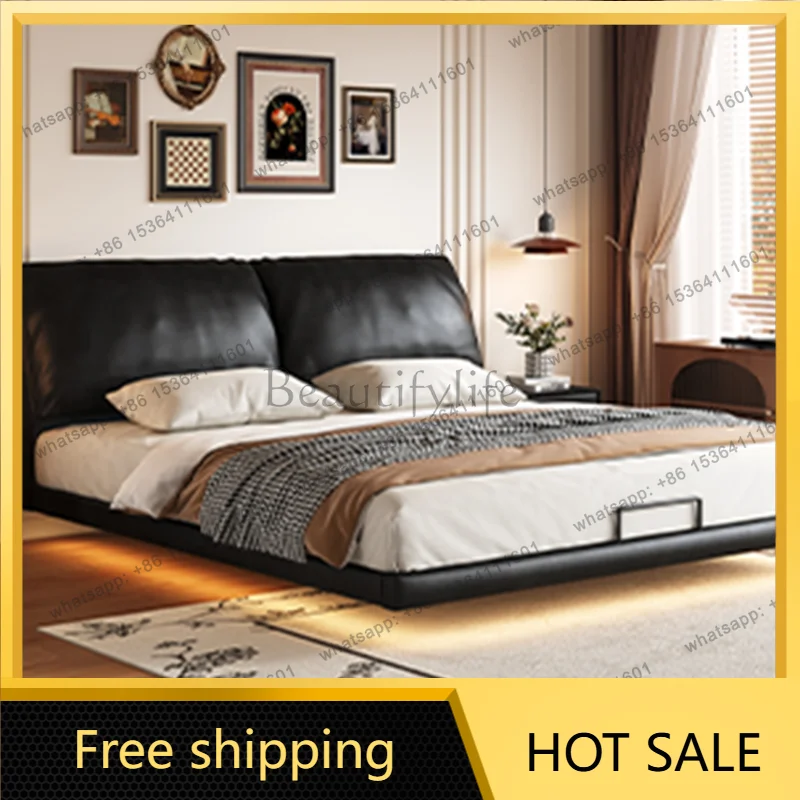 XX.Floating Double Bed Bedroom Frame Beauty Sun Space Saving Simple Bed Sleeping Safe Letto Matrimoniale Lounge Suite Furniture