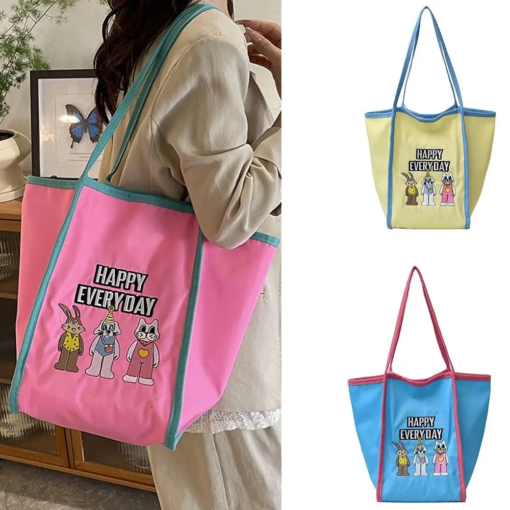 

Grocery Bag Reusable Bunny Shoulder Bag Casual Cute Cartoon Shopping Bag Lightweight Portable Embroidery Basket Bag Unisex