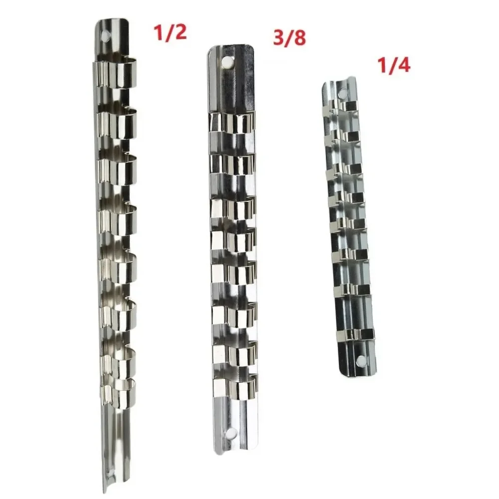 Socket Rack Holder Sockets Storage Rack 1/4 3/8 1/2inch For Rail Tool Organizer Storage Steel Construction Hand Tools