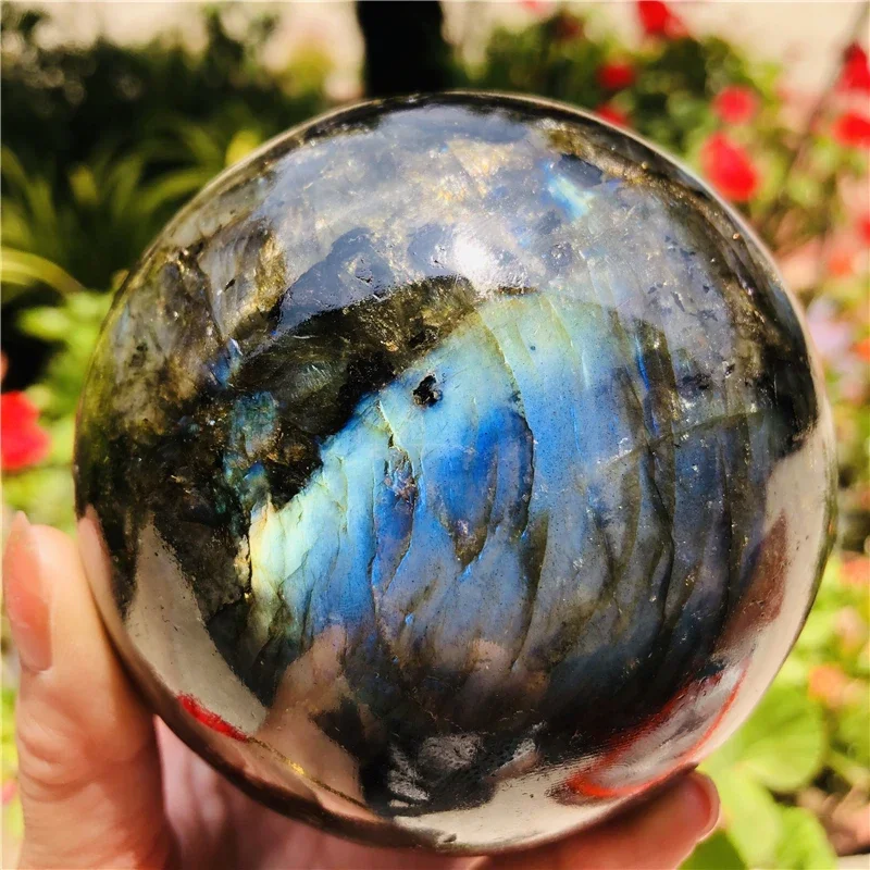 Natürliche Regenbogen-Labradorit-Kugel, Quarzkristallkugel, Edelstein, Heilung
