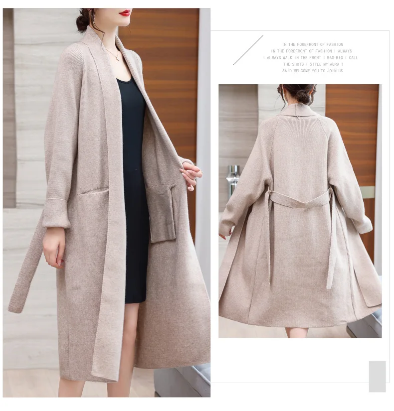 

Вязаный кардиган, свитера, женские однотонные длинные джемперы на шнуровке с карманом и v-образным вырезом, с длинными рукавами, толстые свободные посадки, повседневные, осень-зима 2024 г.