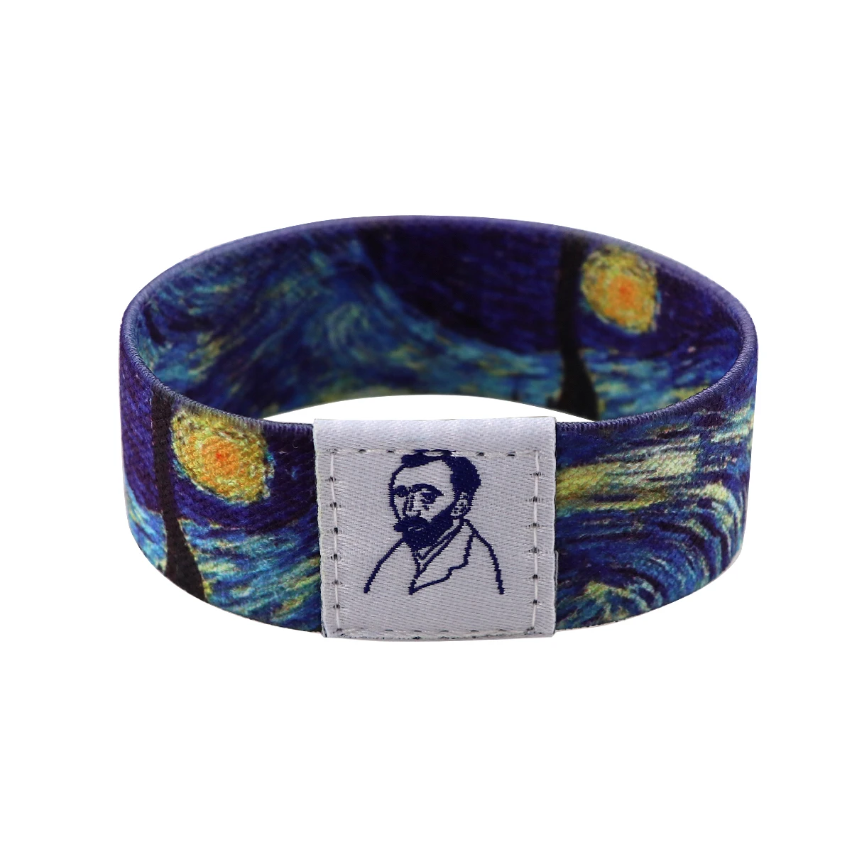 Classic Van Gogh Painting Styles Wide Band Bangles Armband Men Women Stretch Wristband Bracelet Fashion Accessories Gifts