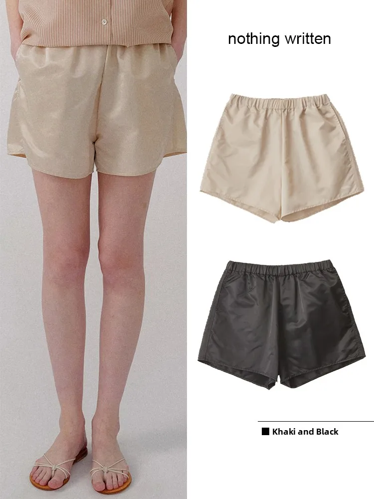 

Повседневные короткие шорты женские летние, новая корейская версия, простые, укороченные, с эффектом похудения, на эластичной резинке, из хлопка и шелка, прямого кроя