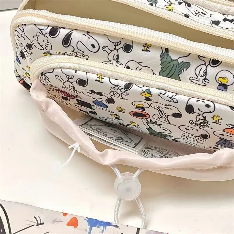 Snoopy Pencil Case Drawstring Cartoon Pen Bag Large Capacity Women Students Girls School Stationery Storage Kids Kawaii Pen Box