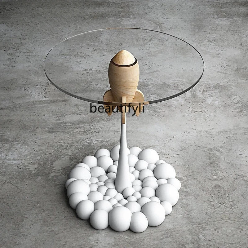 

Rocket Coffee Table/round Glass Creative Designer Living Room Home Side Table Nordic Minimalist Tea Table living room furniture