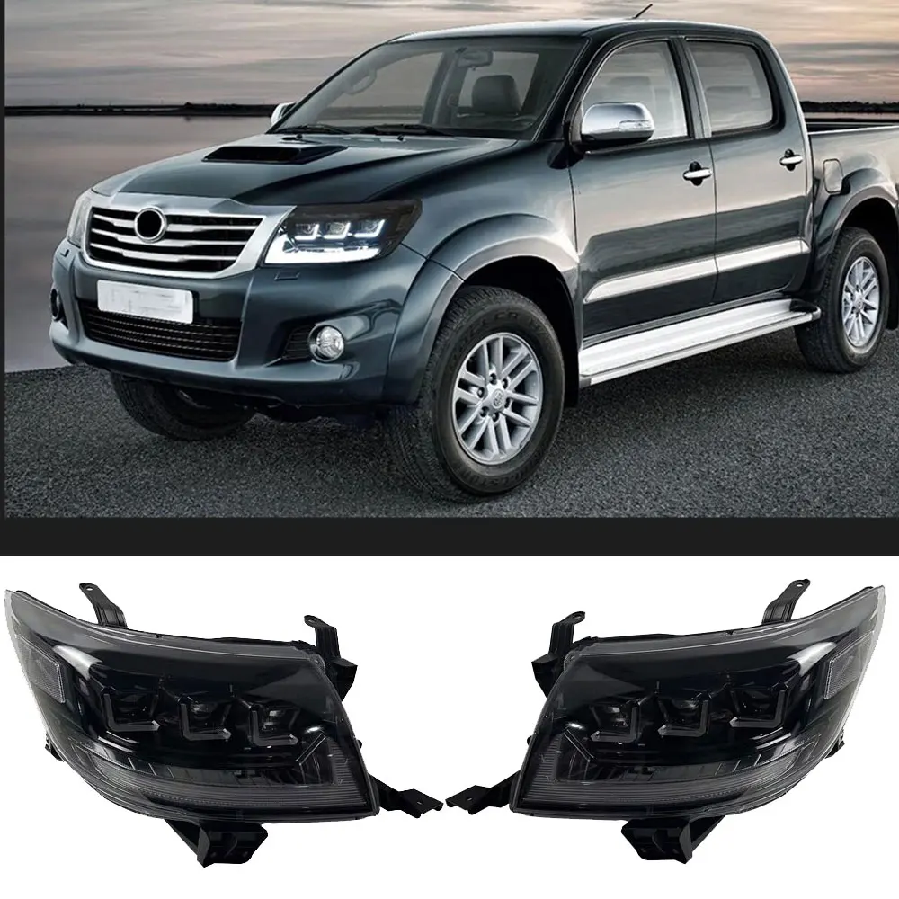 

2PCS Car LED Headlights For Toyota Hilux Vigo2012-2015 Black 811500K440 811100K440