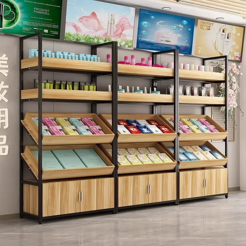 Multi Layer Display Shelf for Supermarket Convenience Store Snack and Cosmetics Showcase Cabinet Storage Rack