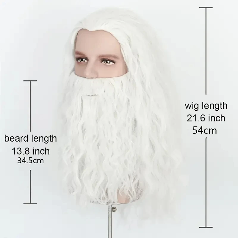 1 set, cute Santa Claus synthetic wig and beard set, suitable for men's and women's parties, festivals, costume role-playing