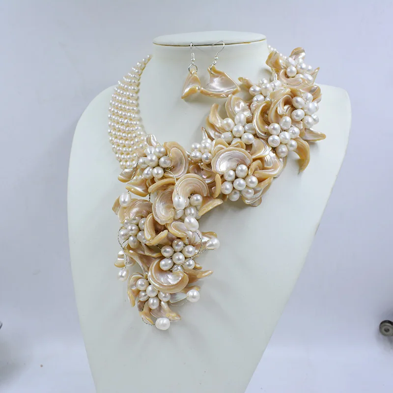 NEW !! Fashion Charms Pearl Shell Flower Women Jewelry Necklace For Wedding Bridal