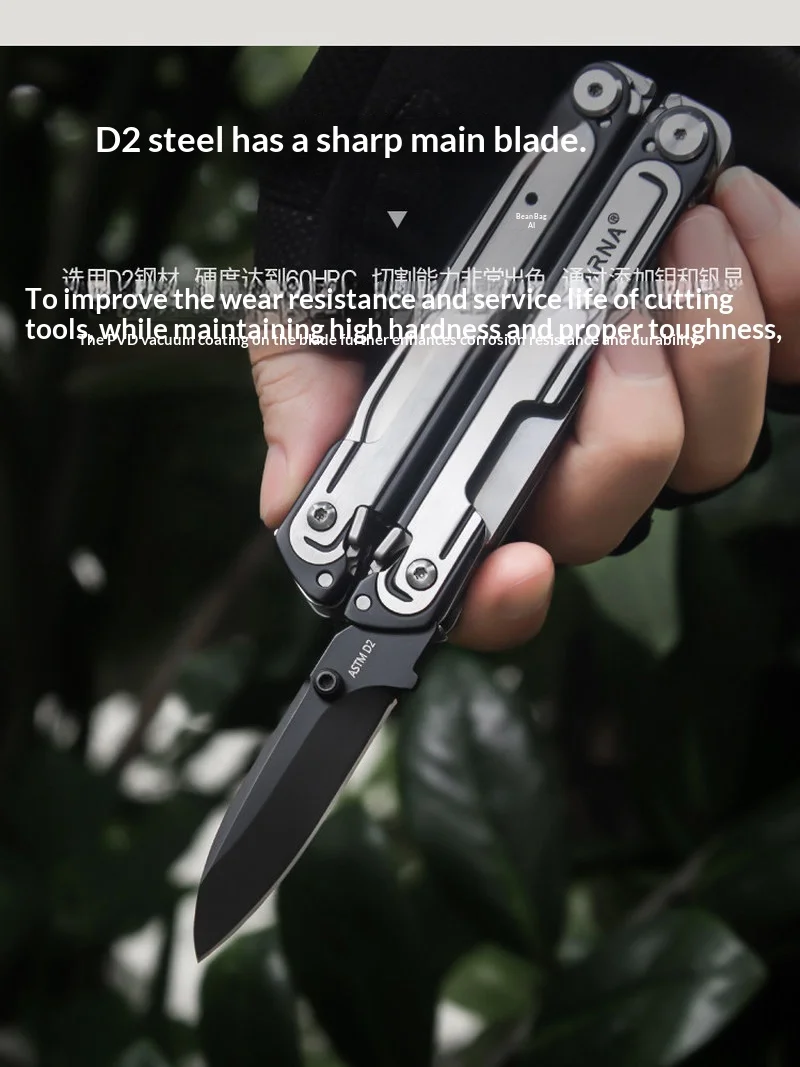 Warna Multitool Pliers Stainless Steel Folding Knife Scissors Saw Multi Tool For Outdoor Camping Emergency Survival Use Gift
