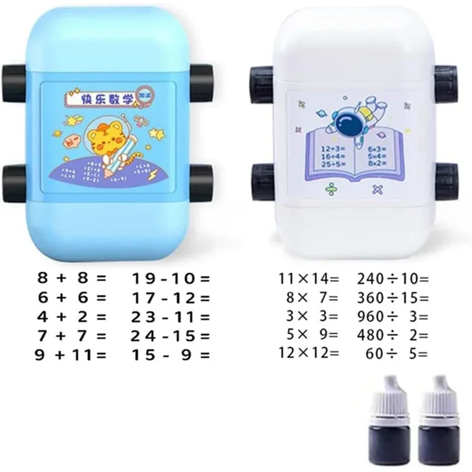 Sello de enseñanza Digital dentro de 100, rollo de sello de matemáticas 2 en 1, sello de enseñanza de división de multiplicación para niños, rodillo de doble cabeza