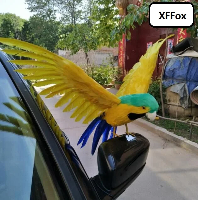 

new real life parrot model foam&feather yellow wings parrot bird garden decoration gift about 30x50cm d0259