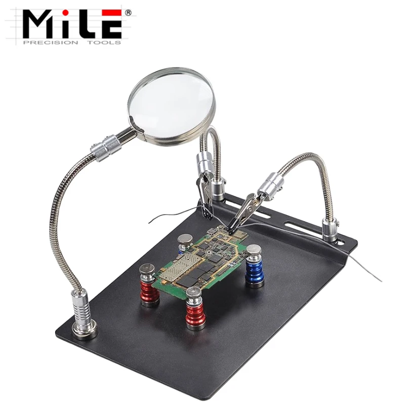 المغناطيسي العالمي الهاتف PCB IC رقاقة اللوحة الأم تهزهز مجلس تركيبات 3X المكبر أداة إصلاح حامل إلكتروني