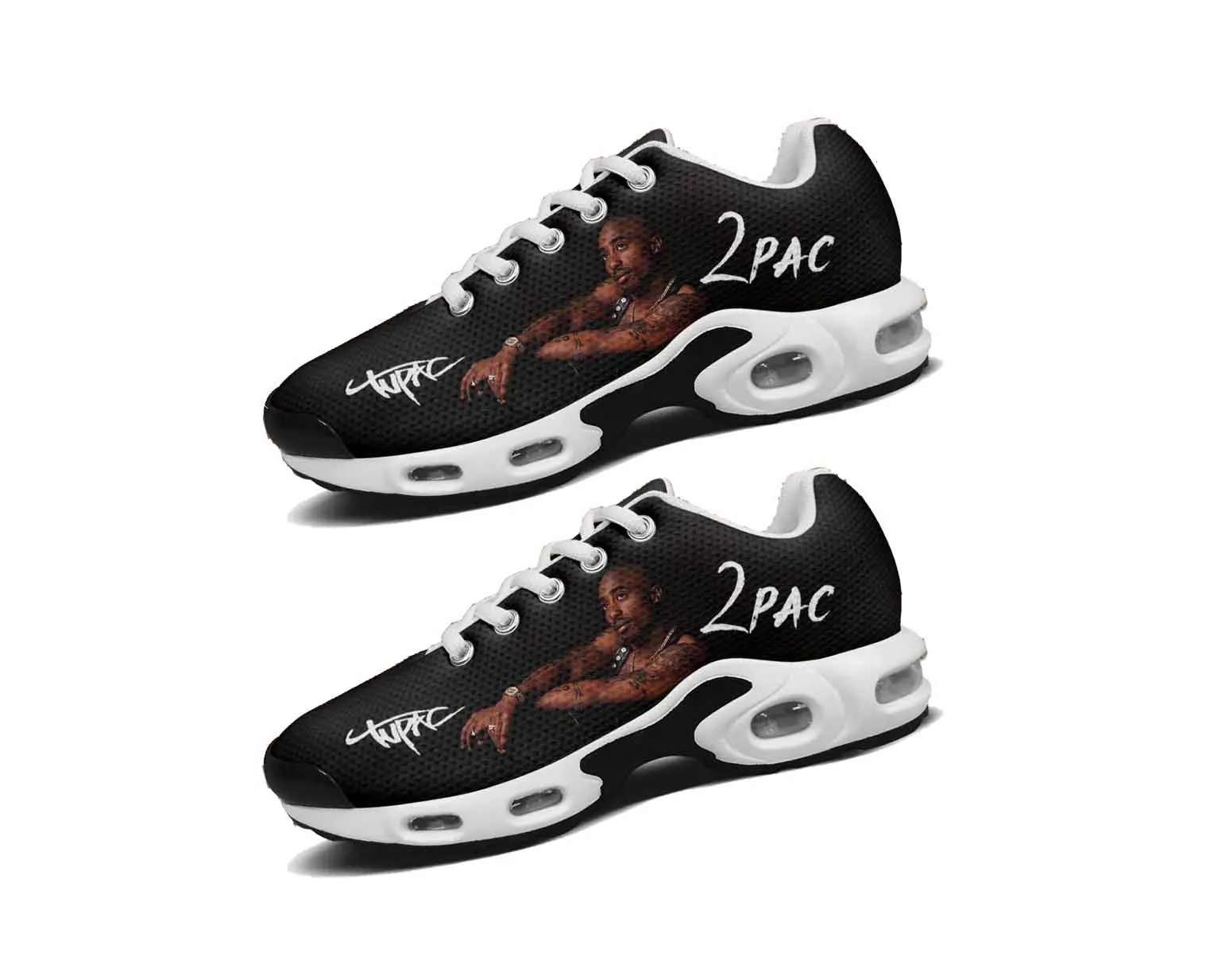Tupac Rapper 2Pac Air Cushion Sneakers Mens Womens Cosplay Breathable Trail Professional Trail Running Shoes