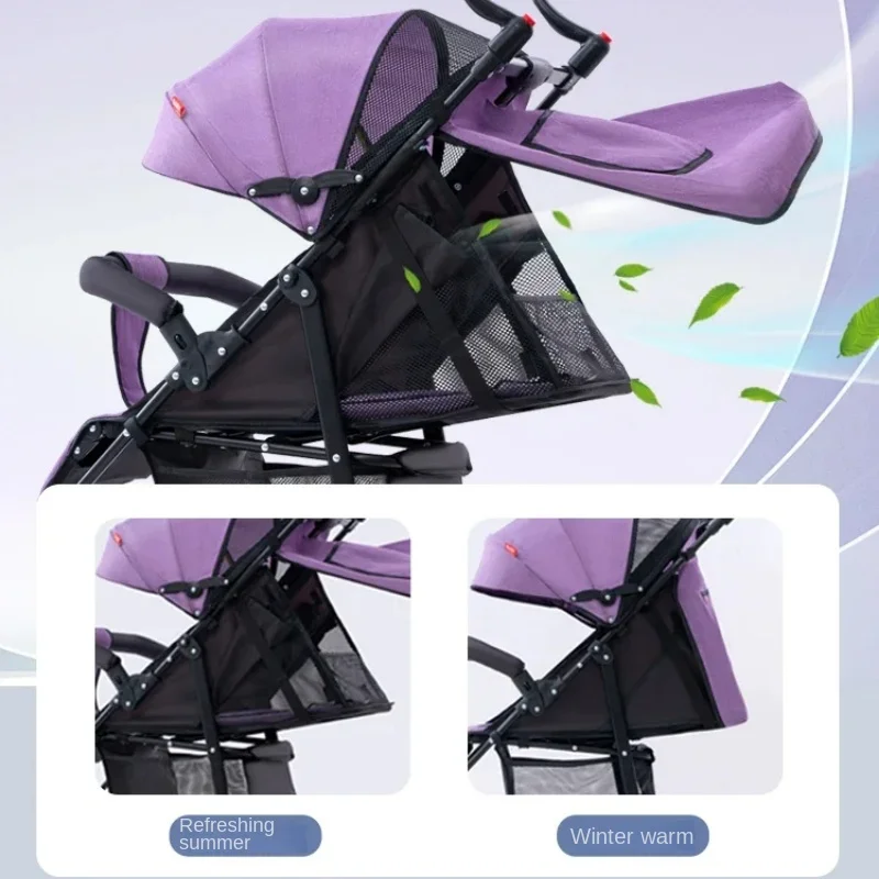 77 Ultra-Light Foldable Baby Stroller - Compact Reclining Umbrella Stroller with Shock Absorption, Portable Summer Stroller.