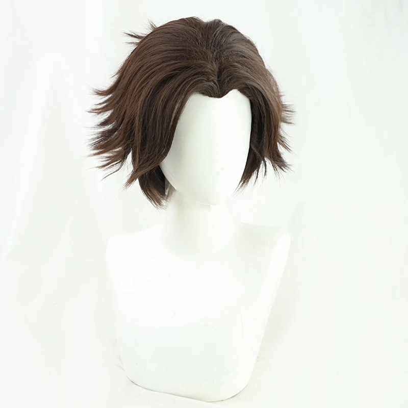 Game LOL Arcane Viktor Cosplay Wig The Machine Herald Viktor Short Brown Heat Resistant Synthetic Hair Wigs + Wig Cap