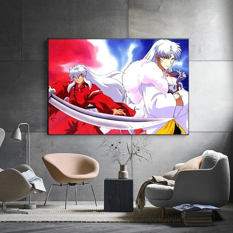 Canvas Painting Inuyasha Sesshomaru Japan Anime Art Wall Printed Poster Bedroom Living Room Home Decor Kids Room Decoration Gift