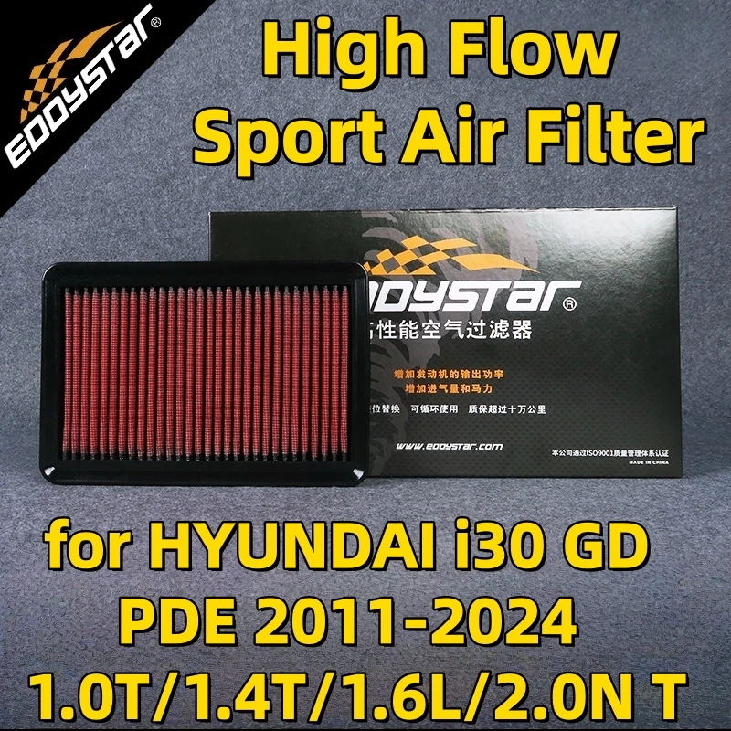 

Спортивный воздушный фильтр с высоким расходом для HYUNDAI i30 GD PDE 2011-2024 1.0T/1.4T/1.6L/2.0N T-GDi/CRDi Моющиеся гоночные впускные фильтры