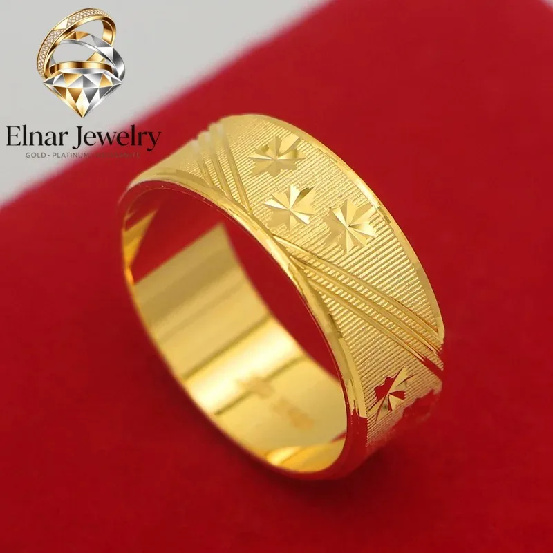 

Elnar Jewelry Luxury 24K 9999 Pure Gold real gold Men's and Women's Couple Ring Pattern Ring