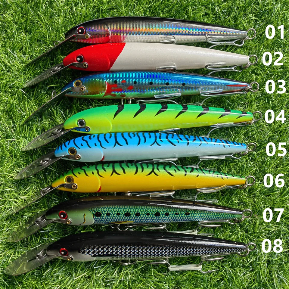 Trolling Casting Minnow Angelköder 130 mm 32 g 185 mm 60 g 225 mm 76 g Köder künstlicher harter Köder für Seeboot-Angelköder – Detail 7