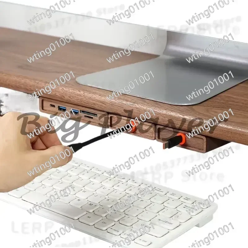 for Walnut Extendable Cord Holder Self-Adhesive Cable Organizer Desk Wire Management Minimalist Clip for Phone Laptop
