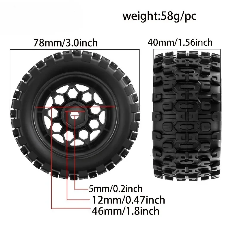

Комплект из 4 колес и шин для радиоуправляемых моделей - Запасной набор для Arrma 1/18 Granite Grom 4X4 RTR - Внедорожное обновление