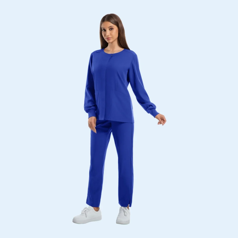 مجموعات فرك المختبر بأكمام طويلة زي الممرضات الطبية ملابس العمل عيادة صالون تجميل دعوى فستان أطفال مع سروال داخلي للصيدلة