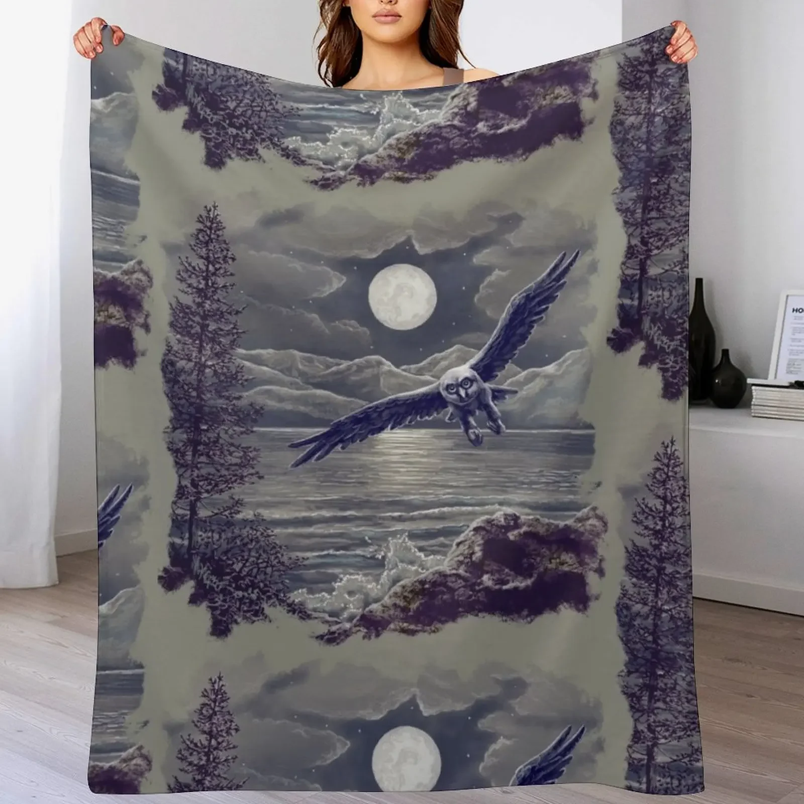 Sea Owl Throw Blanket Decorative Soft Throw Blanket for Couch Sofa