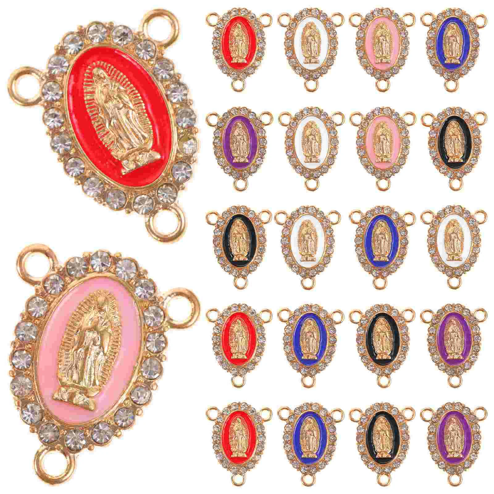 24 Pcs Our Lady Pendant Alloy Virgin Mary Link Charms Jewelry Letter DIY Making Accessory Supplies Miss Jewlery