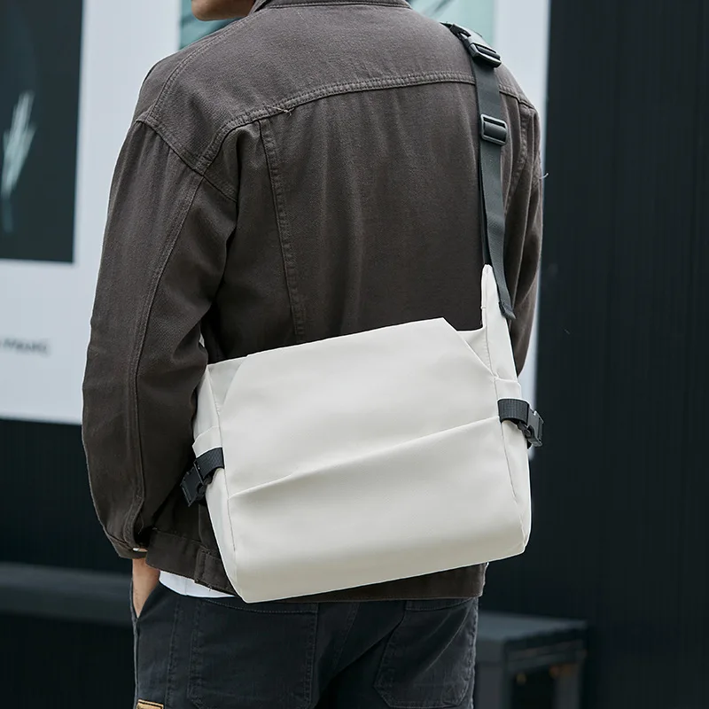 

Japanese Fashion Large Capacity Cross bag for men Casual Sports Big crossbody bag Cool Man Shoulder bag Solid White Men's bag