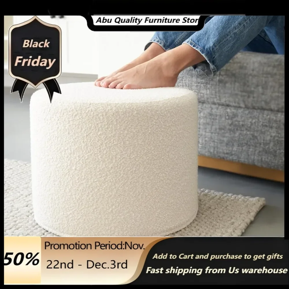 stools.Beautiful Boucle Pouf Ottoman and Foot Rest - Elevate Your Living Room Decor with Lightweight Comfort and Charm