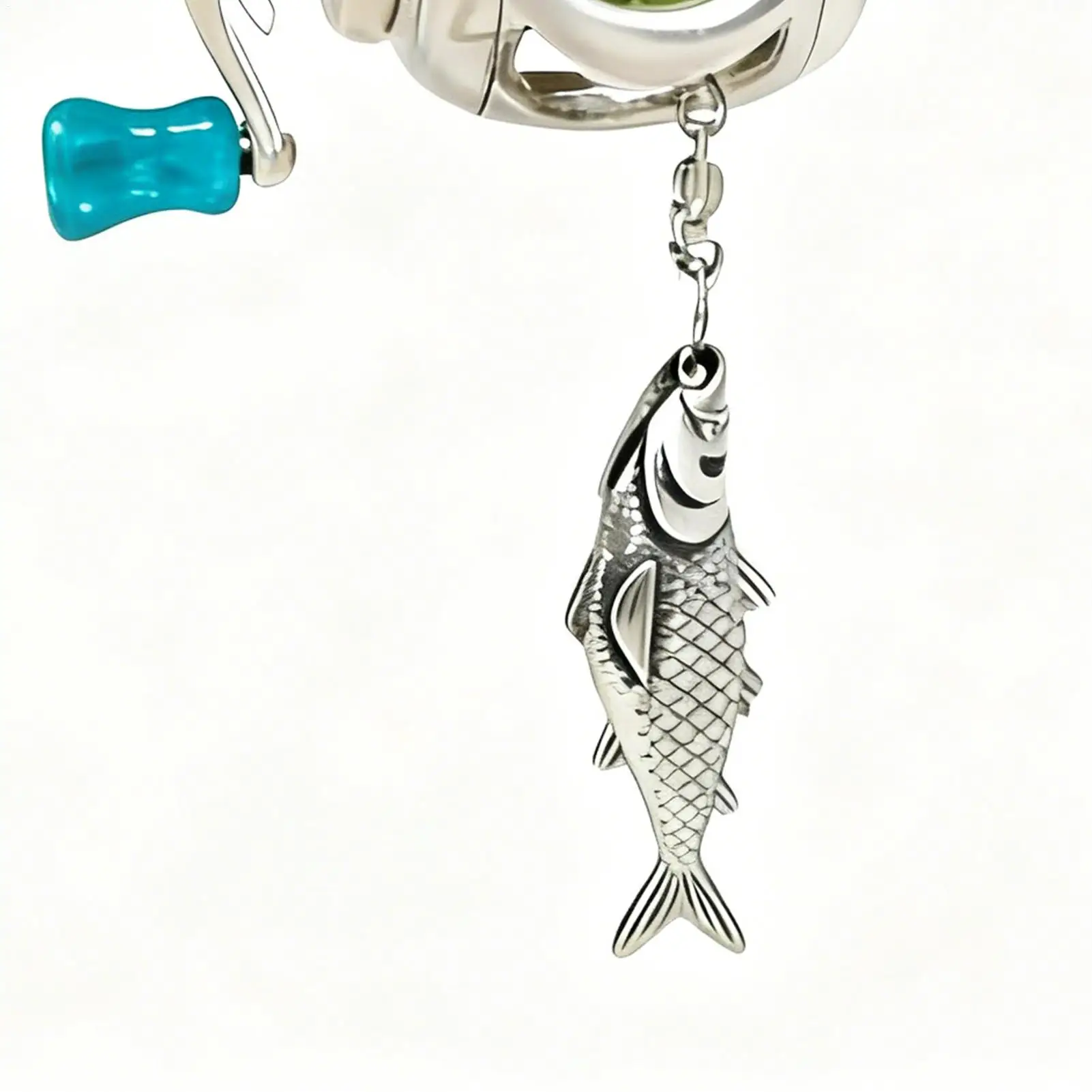 Luxury Fishing Reel Necklace Rotatable Detachable Fishing Reel Ring Exquisite Silver Men Neck Pendant Versatile Jewelry