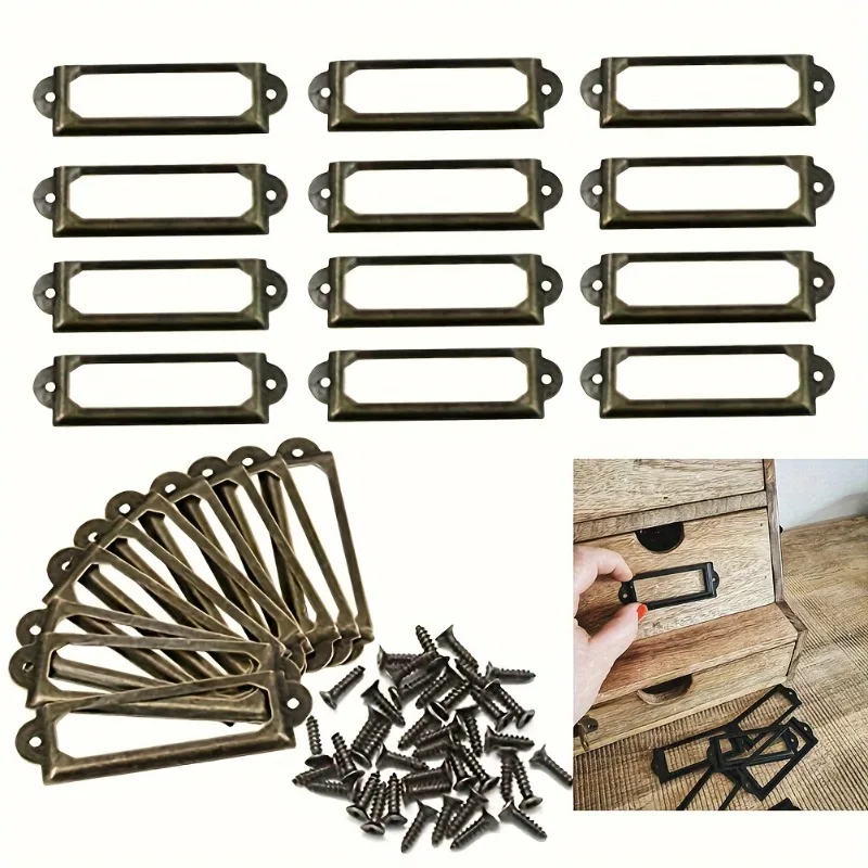 Iron Plate Antique Drawer Card Holder Label Bookmark Frame