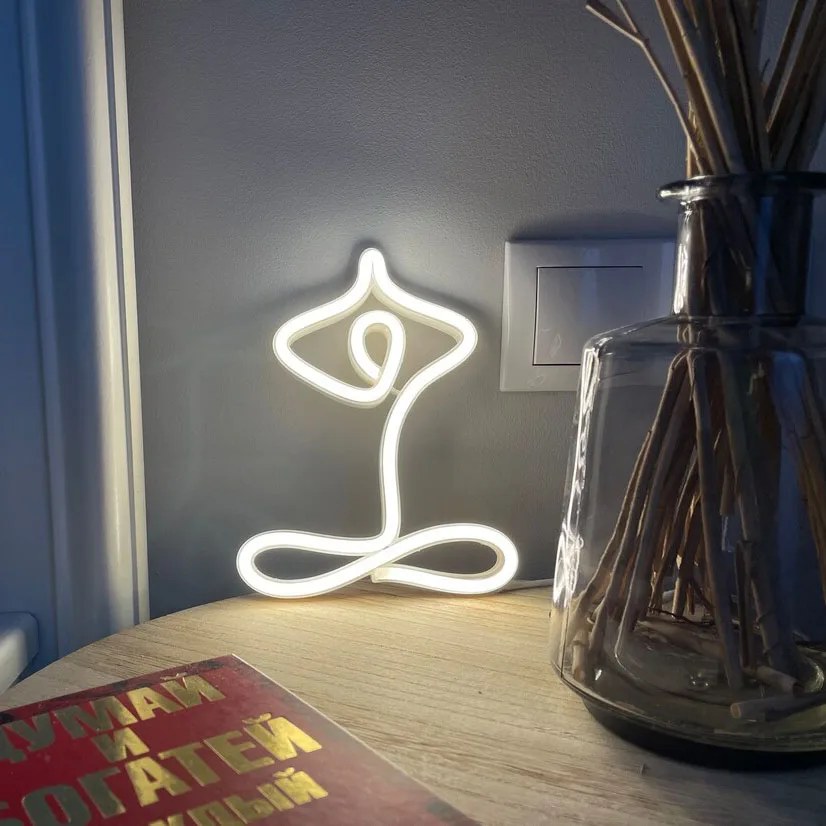 yoga man neon Wall Decals Yoga Meditation Namaste Signs Buddha table light Decoration Home Art neon light Art Neon