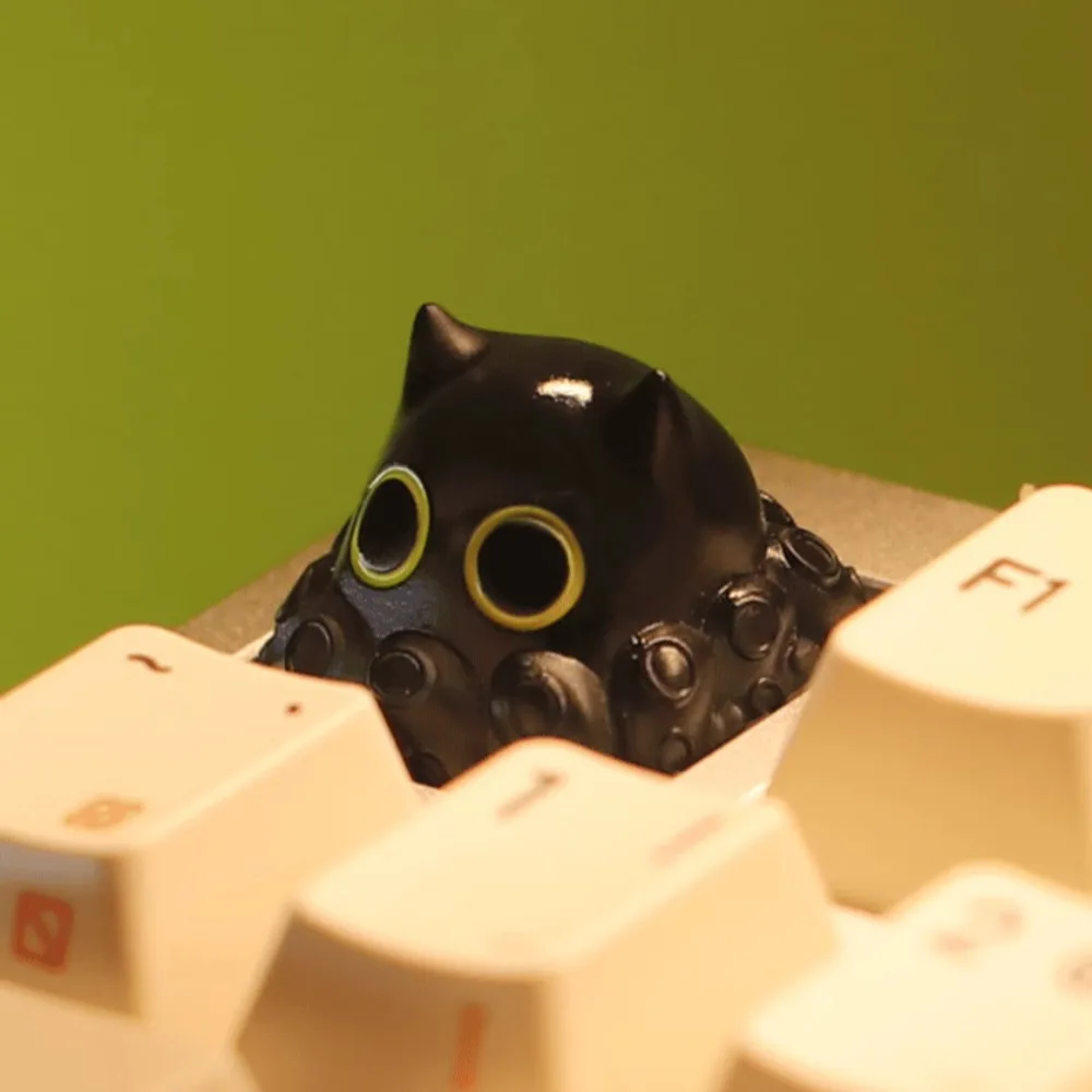Cute Octopus Cat Artisan Keycap Custom Resin Point Keyboard Cap Cherry MX 1U Handmade Anime Key Cap for Mechanical Keyboard Gift