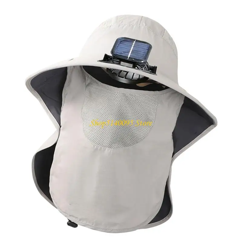 

DXAE Sunproof Solar Fisherman Hat Hat High лента Регулируемая батарея охлаждающая шляпа вентилятора
