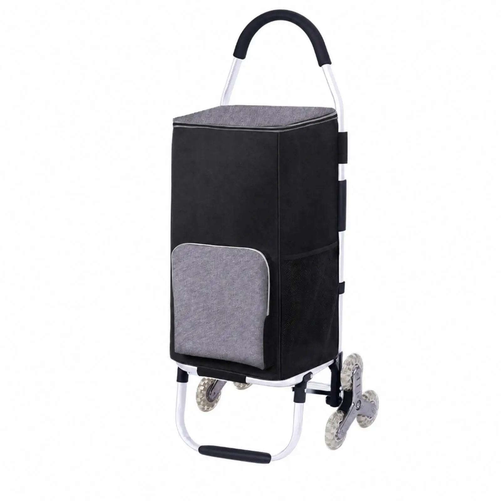 Foldable Wheeled Shopping Trolley Compact Shopping Trolley with Insulated Bag Compactable for Market Trips, Parcel Pickup,