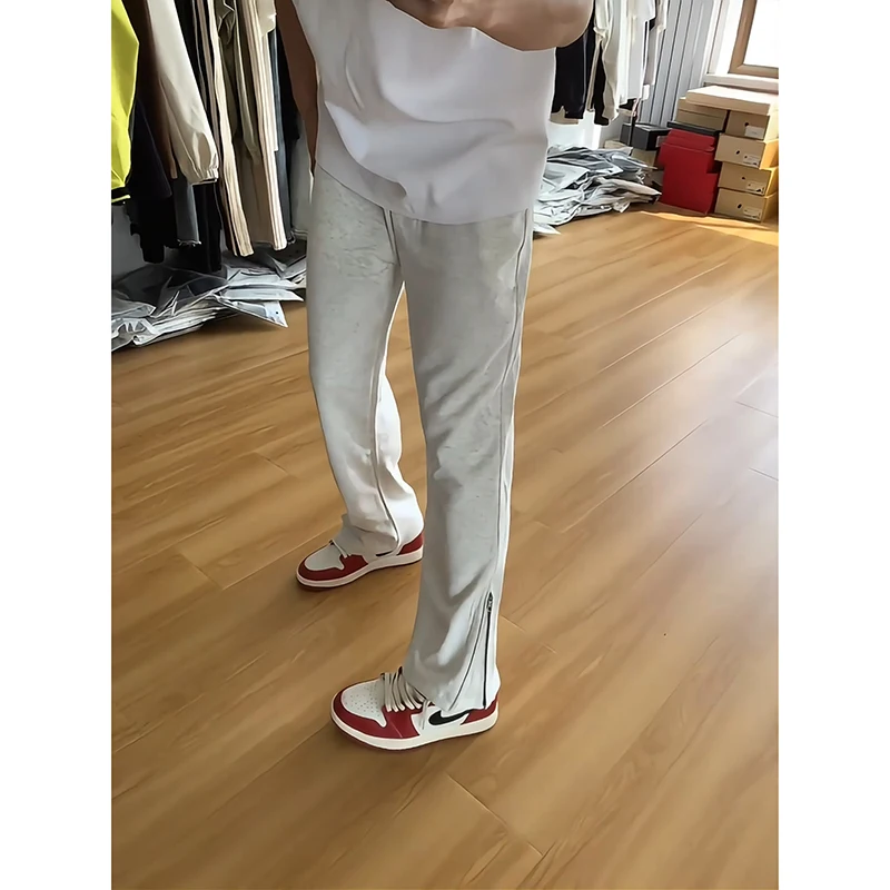 

Men's Spor Straight Leg Sweatpants Heavy Du Draped Cuffed ey Floral Casual Trousers CleanFit Youthful ular All Seasons