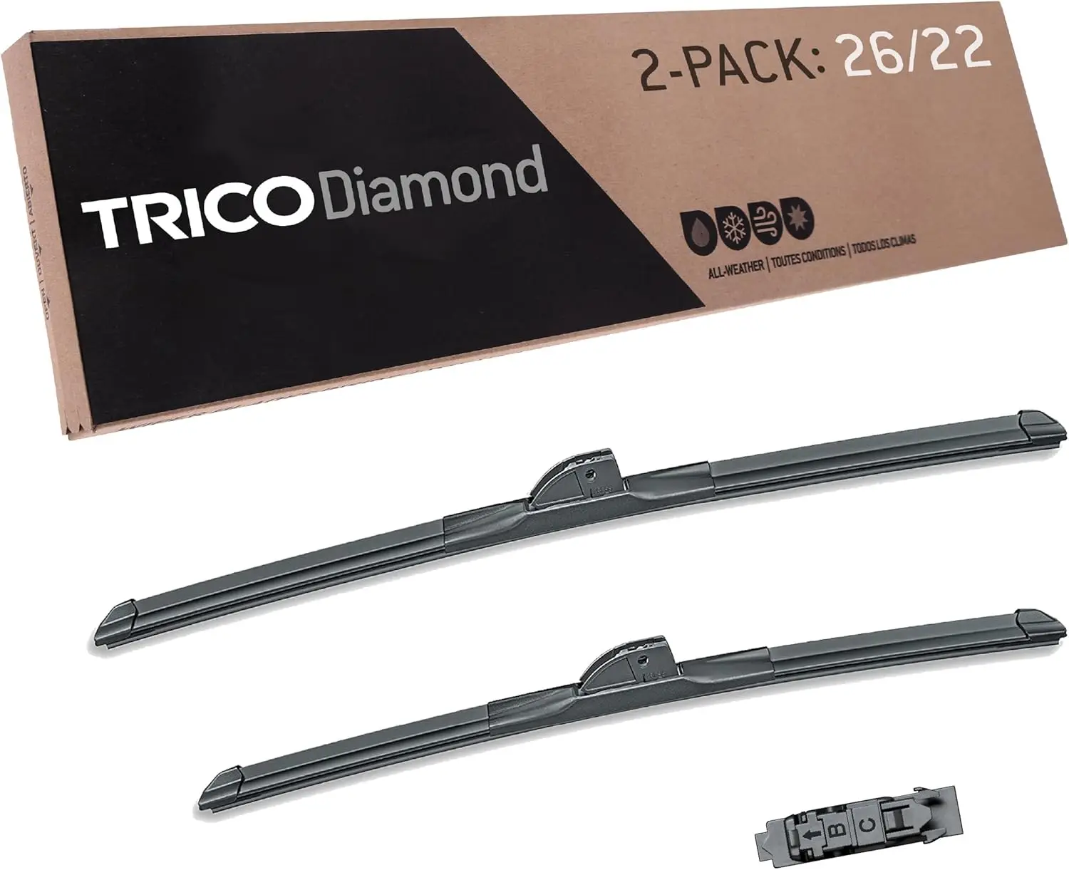 

26 & 22 Inch High Performance All Weather Windshield Wiper Blades Pack of 2 for Select Vehicles