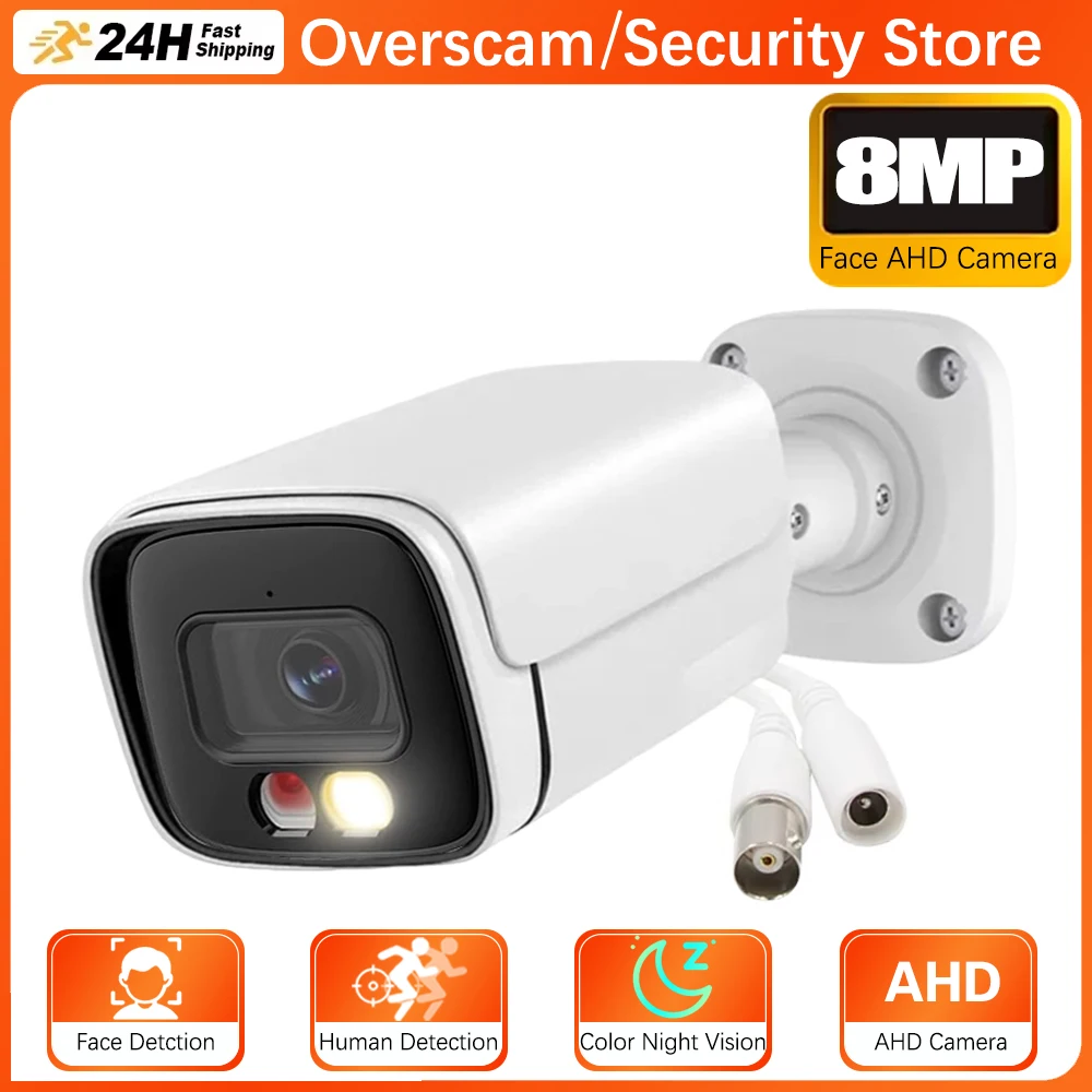 

Камера AHD 4K с цветным ночным видением, 8 МП, для наружного видеонаблюдения, с функцией распознавания лиц, аналоговая/цифровая, 5 МП, для дома