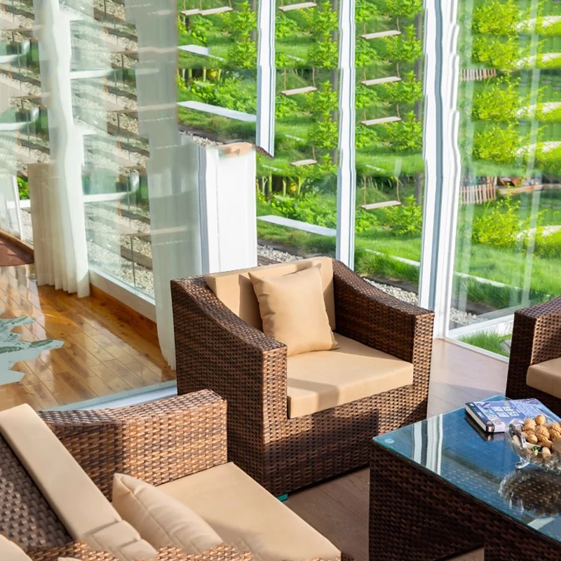 Outdoor Rattan Garden Furniture Sets Sofa Courtyard Fire Modern Garden Furniture Sets Sunscreen Metal Conjunto Home Furniture