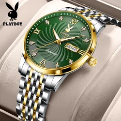 PLAYBOY High Quality Original Automatic Mechanical Men Watch Calendar Stainless Steel Waterproof Luxury Business Men's Watches