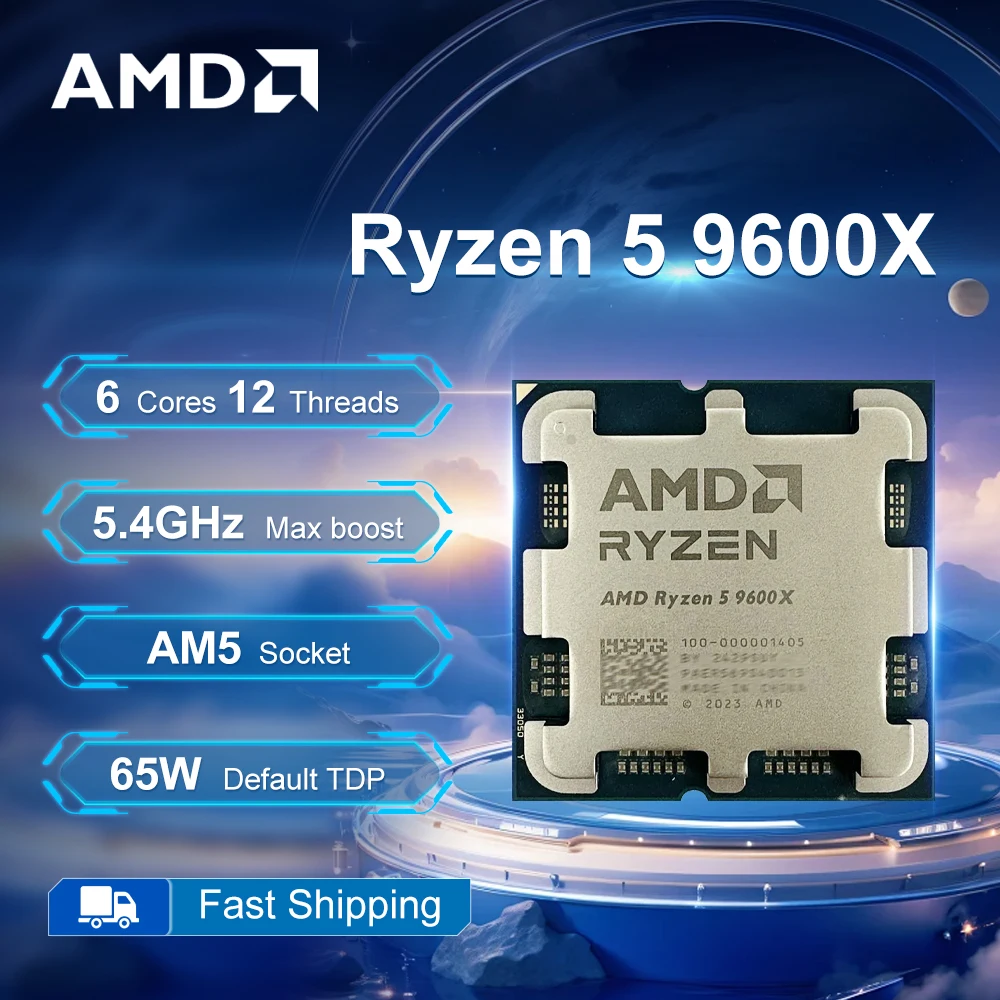 

Процессор AMD R5 9600X Socket AM5 65 Вт L3 = 32 М Подходит для B650 5,4 ГГц 6-ядерный 12-поточный Ryzen 5 9600X 4NM DDR5 без вентилятора
