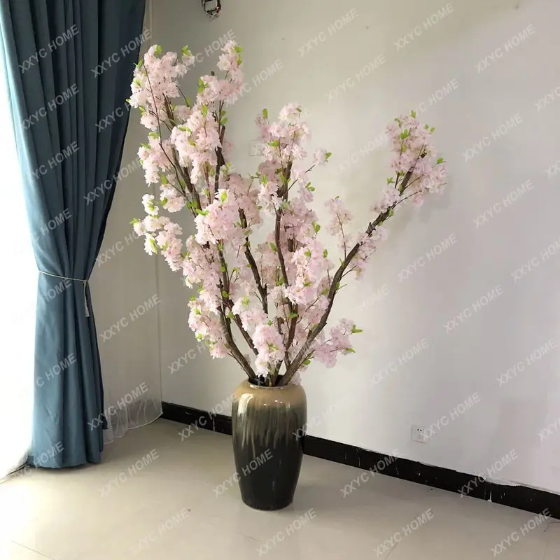 simulated multi-layer cherry blossom  tree interior decoration floor-to-ceiling display fake cherry wedding hotel shopping mall