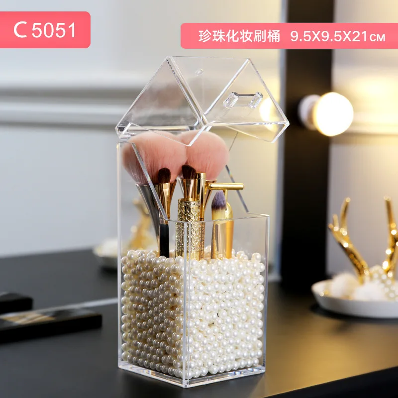 Makeup brush barrel Makeup brush barrel cover Brush barrel brush with pearl storage box Dust and ash proof wholesale acrylic