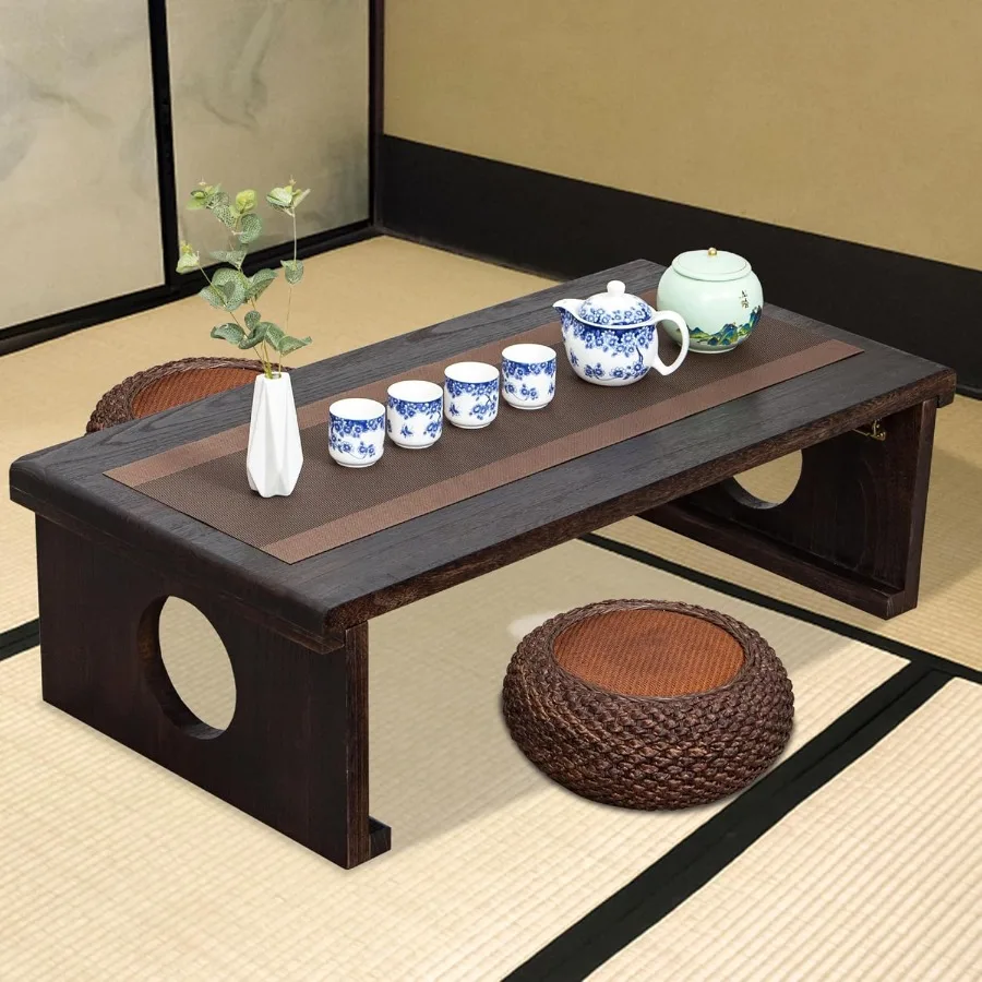 Foldable Japanese Coffee TableFolding Japanese Floor Tabletural Brown Coffee Table Minimalist Tatami Table Suitable for Living